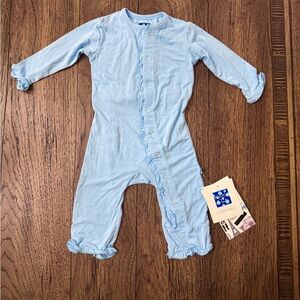 Kickee Pants Pond Blue Ruffled Coverall